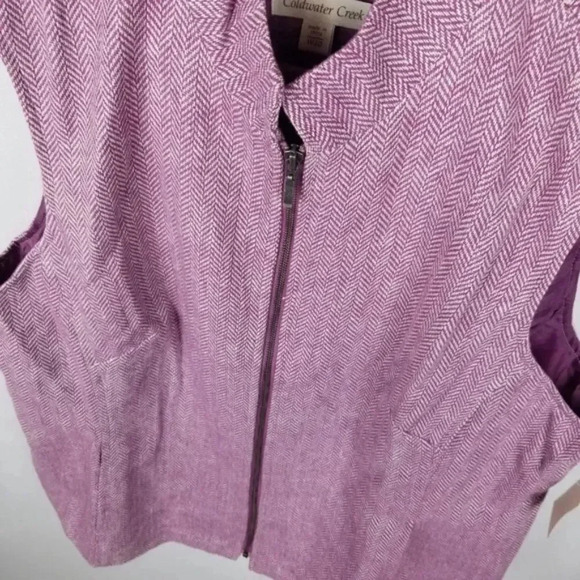 Coldwater Creek Herringbone Vest wool blend size 14 zip front - Picture 2 of 10